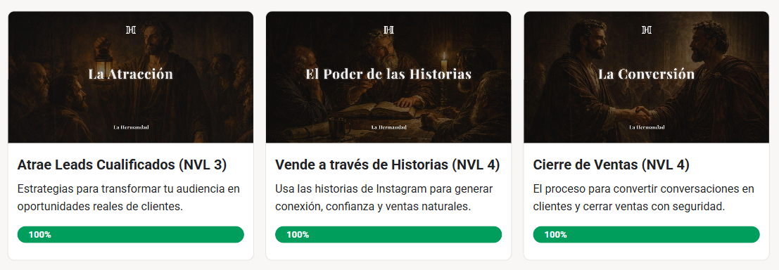 Módulos sobre atracción, historias y conversión