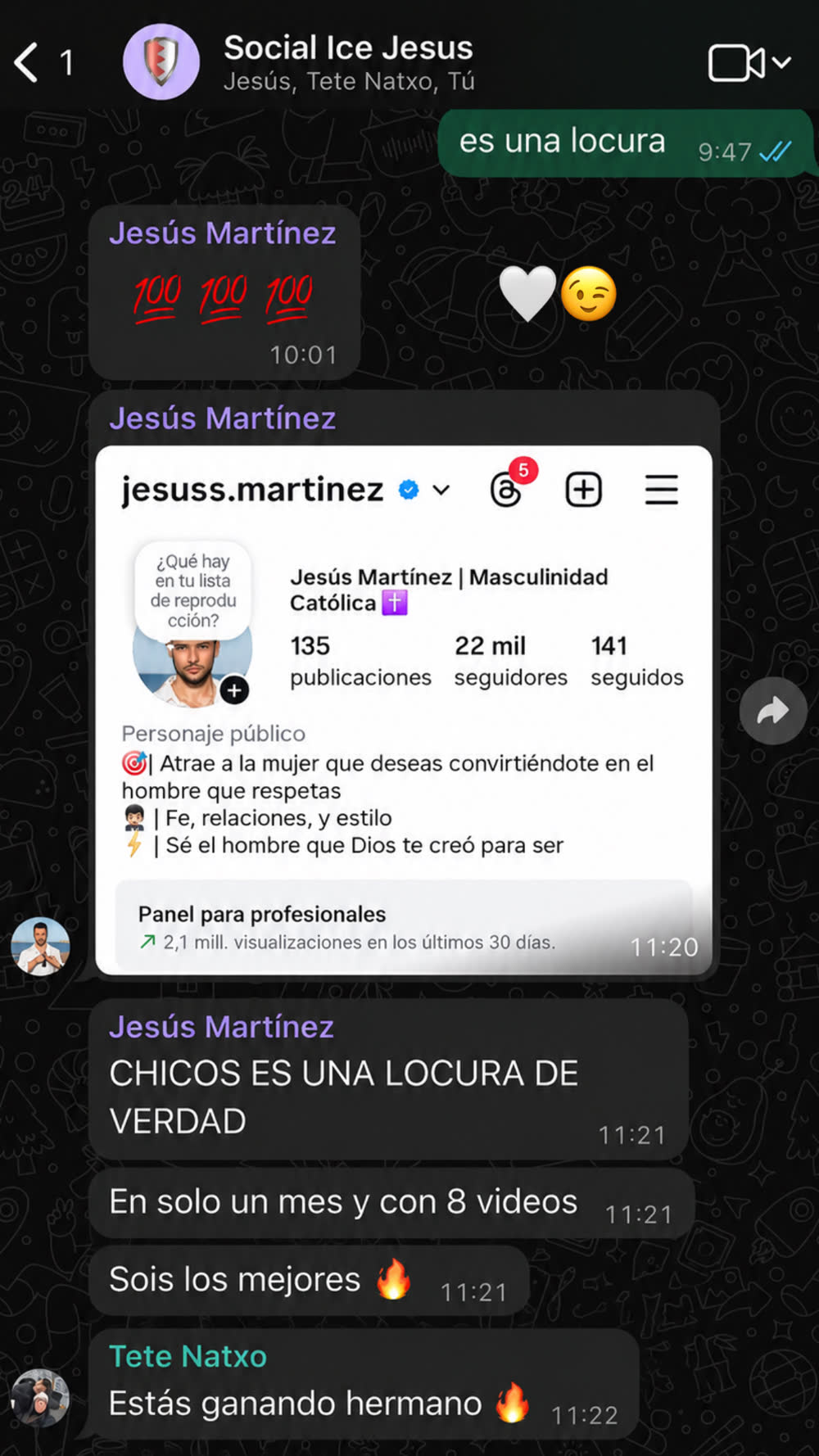 Jesús Martínez: 22 mil seguidores y 2,1 millones de visualizaciones en un mes con ocho vídeos